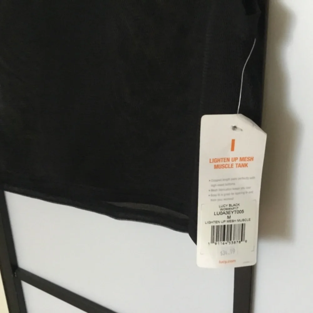 Lucy, size medium, black sheer mesh, crop v neck tank top - Picture 3 of 4